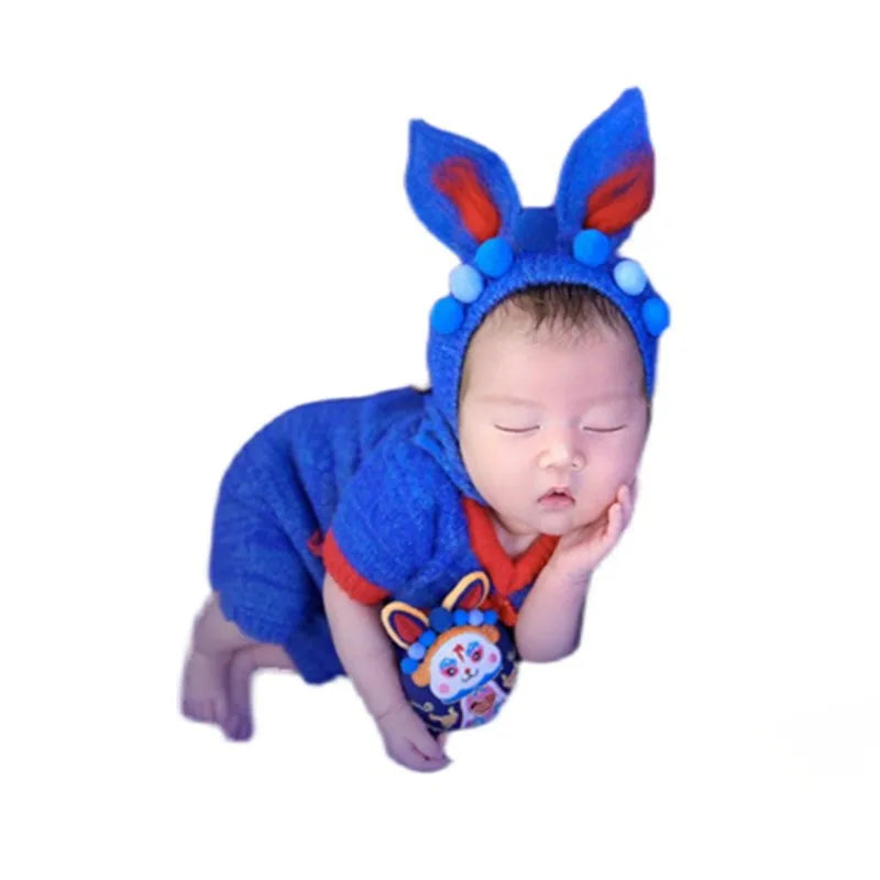 Newborn Photography Clothing Rabbit Hat Baby Outfits