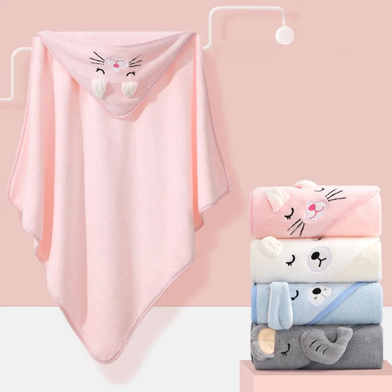 Cartoon Baby Bath Towels Soft Newborn Hooded Towel Blanket