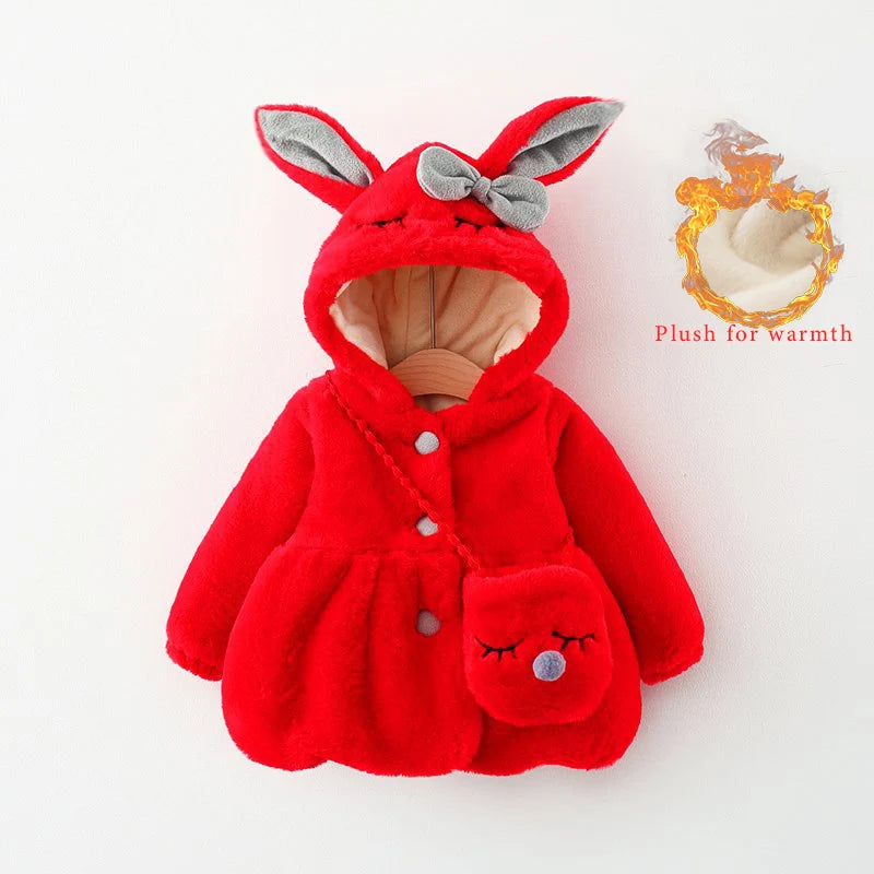 2pcs Baby Winter Coat Warm Windproof Jacket For Girls Hooded Toddler Overalls Children Clothes Send Bag 0 To 3 Y Kids Costume