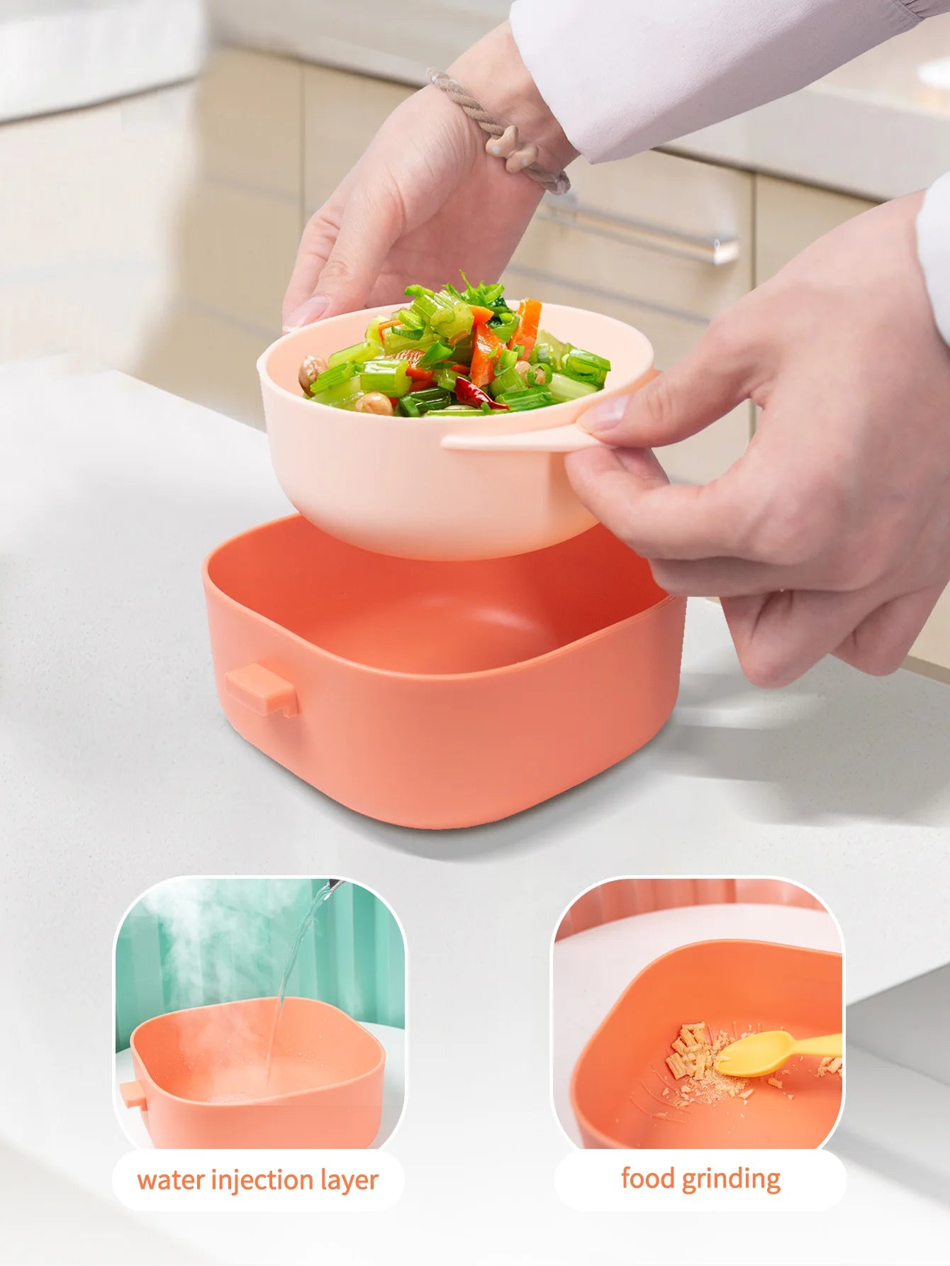 4 Piece Set Baby Complementary Food Bowls Anti Scalding Pp Material Heat Preservation Dinosaur Tableware With Scissor And Spoon