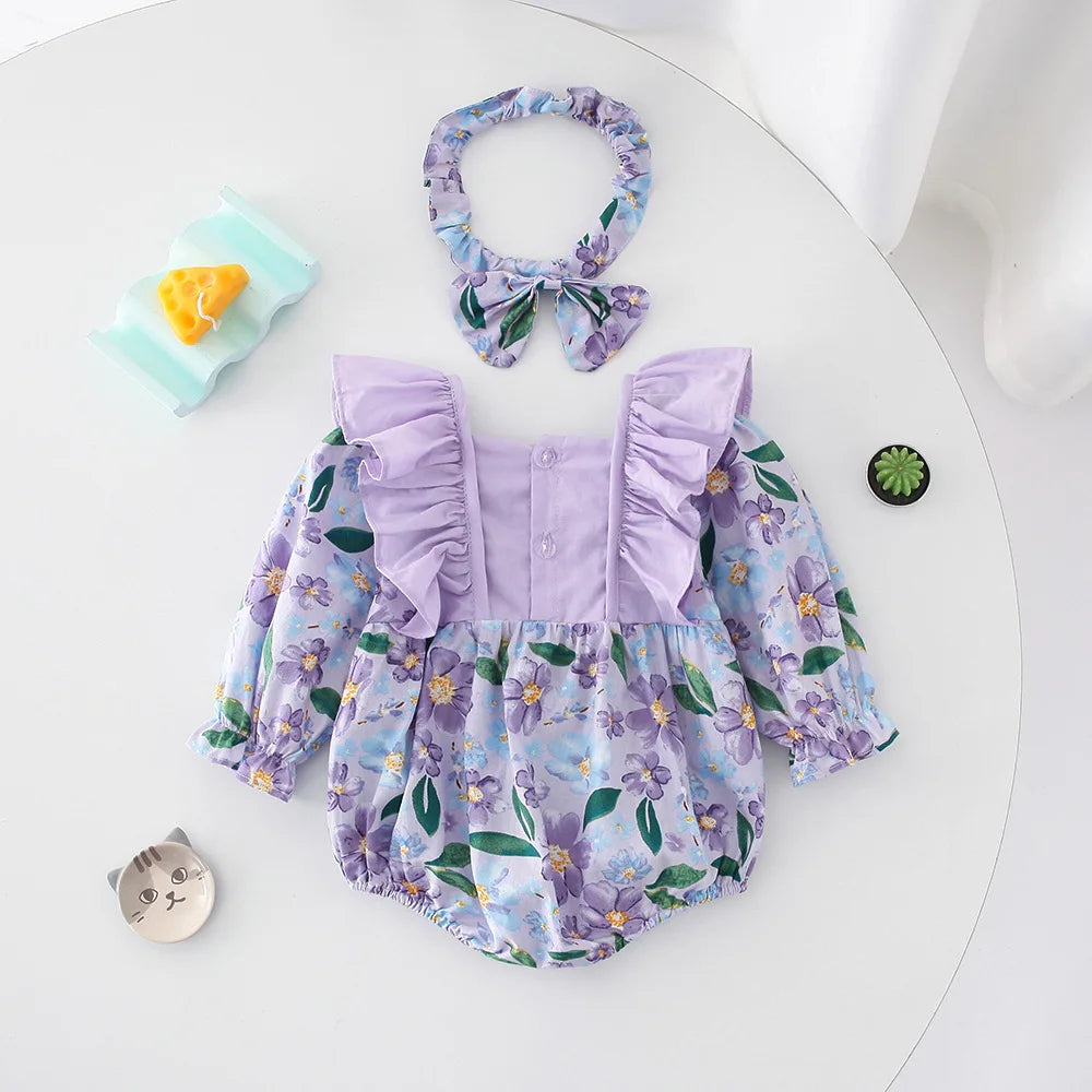 Pure Cotton Kids Onepiece Fashion Floral Baby Clothing