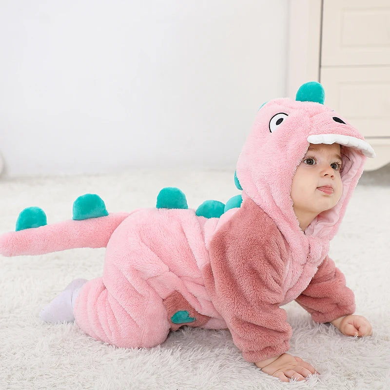 Lovely Dinosaur Newborn Baby Bodysuit Plush Soft Warm