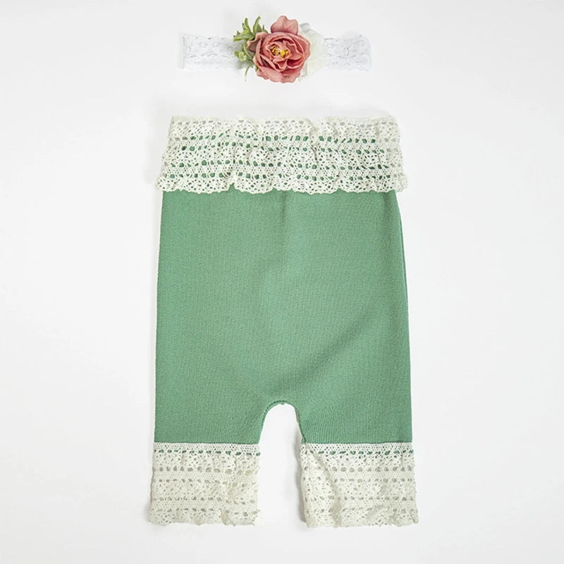 2Pcs/Set Baby Headband Romper Newborn Photography Props Jumpsuit Flower Headwear Infants Photo Crops