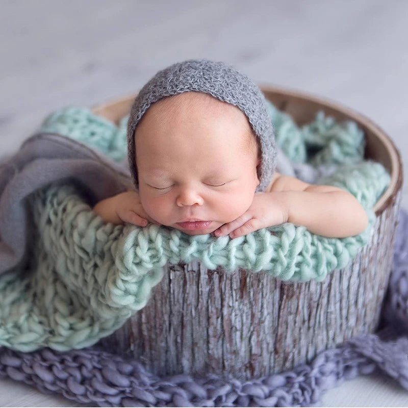Hand Crochet Blanket Basket Filler Strtetchy Baby Photography Props