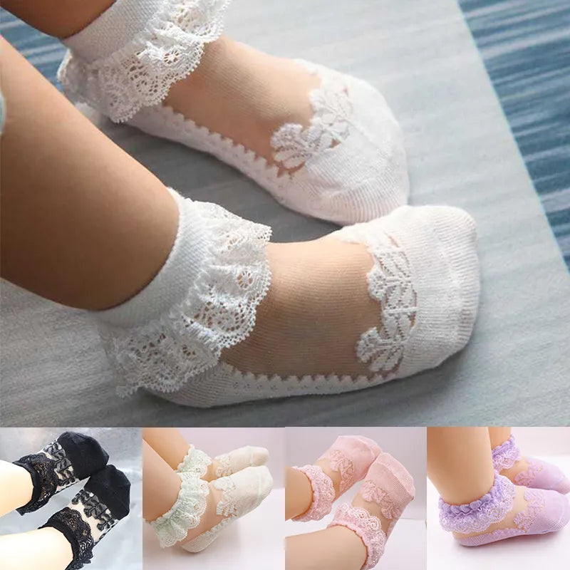 Cute Lace Flower Baby Socks Cotton