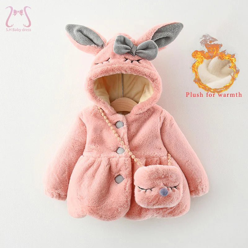 2pcs Baby Winter Coat Warm Windproof Jacket For Girls Hooded Toddler Overalls Children Clothes Send Bag 0 To 3 Y Kids Costume
