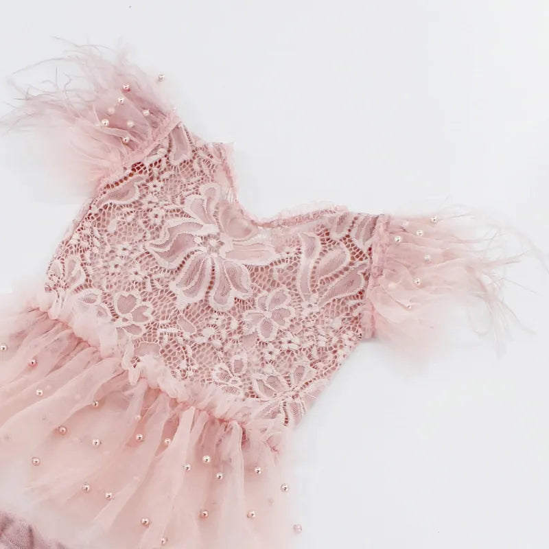 3Pcs Newborn Baby Feather Lace Skirt Short Pant Headbands