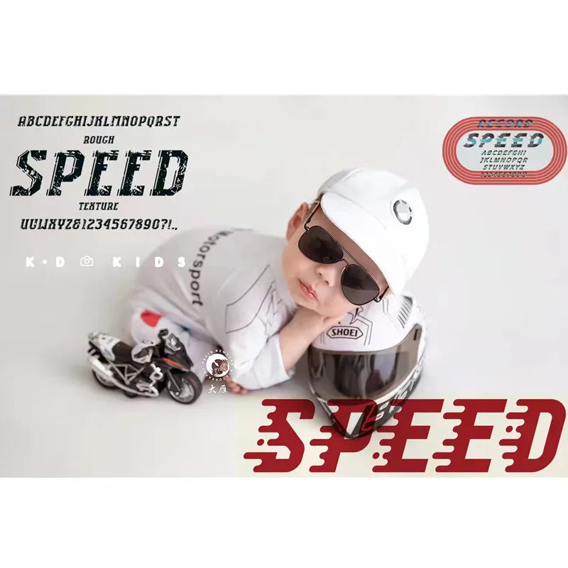 Newborn Boy Motorcycle Racing Suit Helmet Baby Outfit