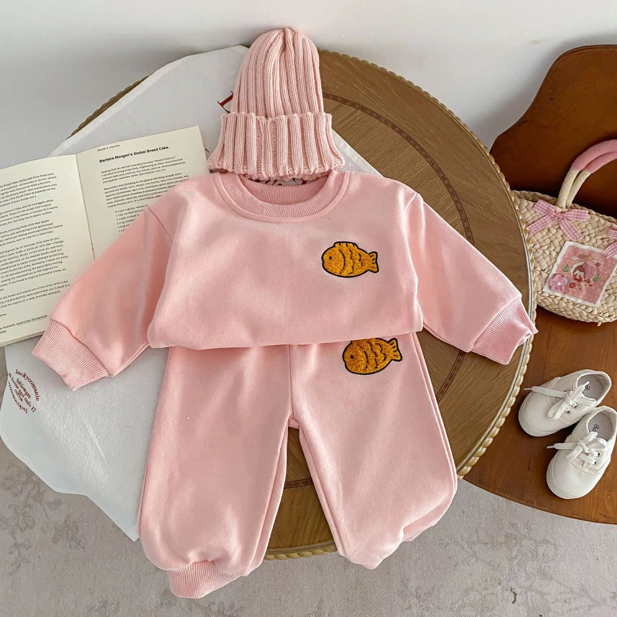 2024 Spring New in Kids Baby Cute Clothes Set 2pcs Infant Embroidery Fish Top Sweatshirt + Harem Pants Children Toddler 3M-4Y