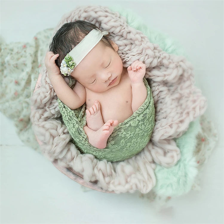 Hand Crochet Blanket Basket Filler Strtetchy Baby Photography Props