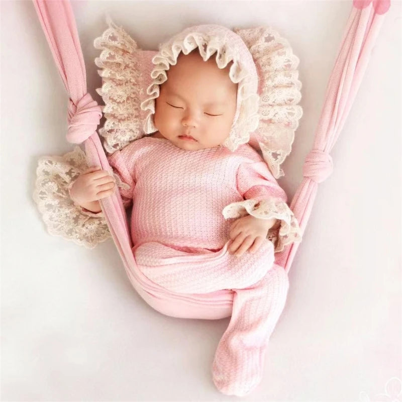 Newborn Photography Props Pillow & Lace Rompers & Ruffle Shooting Outfits