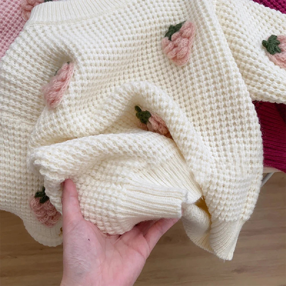 Winter Fashion 3D Strawberry Knitted Cute Thermal Sweater