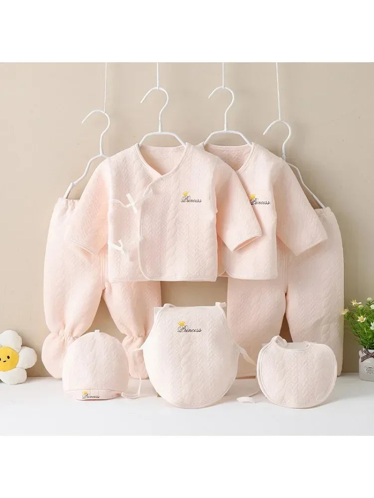 7-Piece Set Baby Clothes New Born Set Newborn Cotton Underwear 0-3 Months Baby Clothing Three-Layer Thermal Suit Pure Cotton