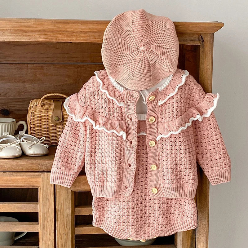 2024 New Spring Infant Baby Girls Knitted Clothing Set