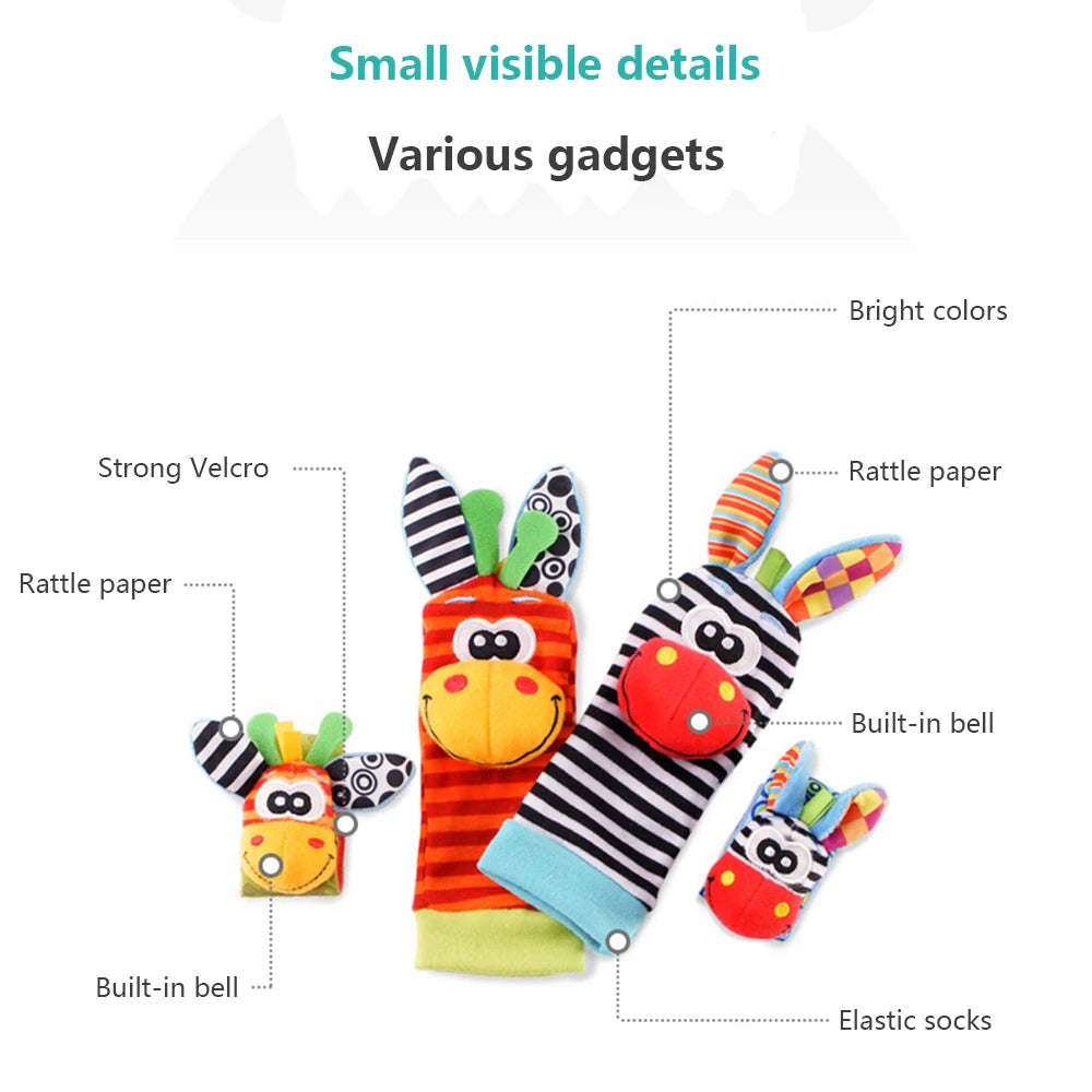 Plush Socks Wrist Strap Rattles Baby Toys 0-12 Months