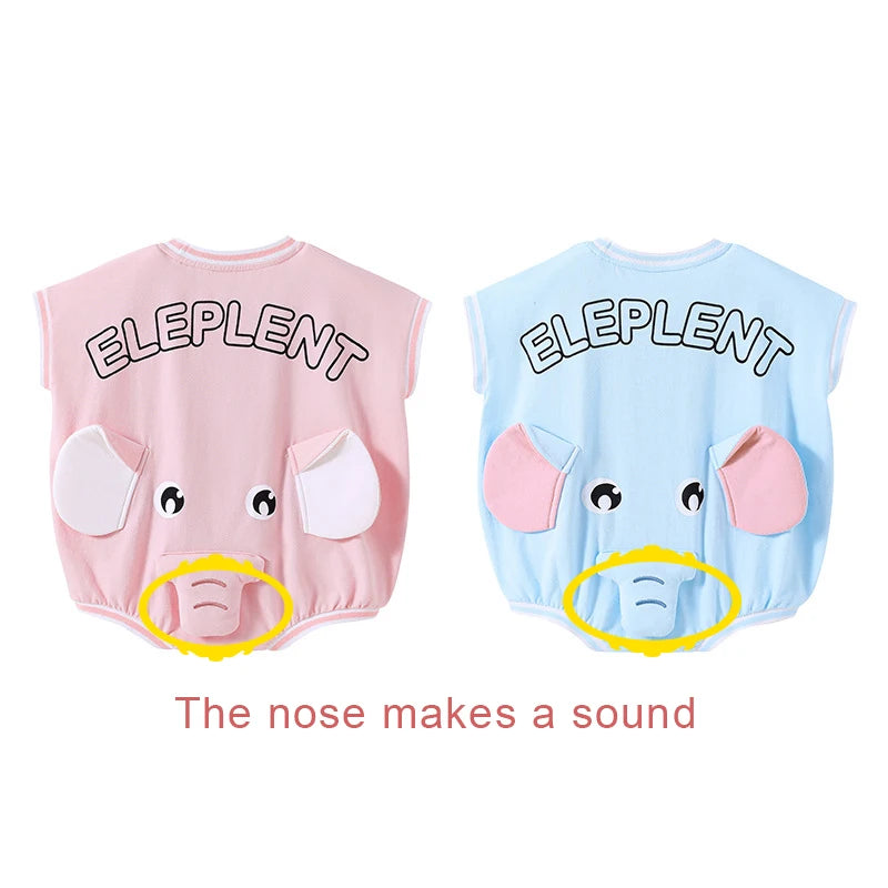 Summer Newborn Baby Cartoon Elephant Outfits Toddler Playsuits