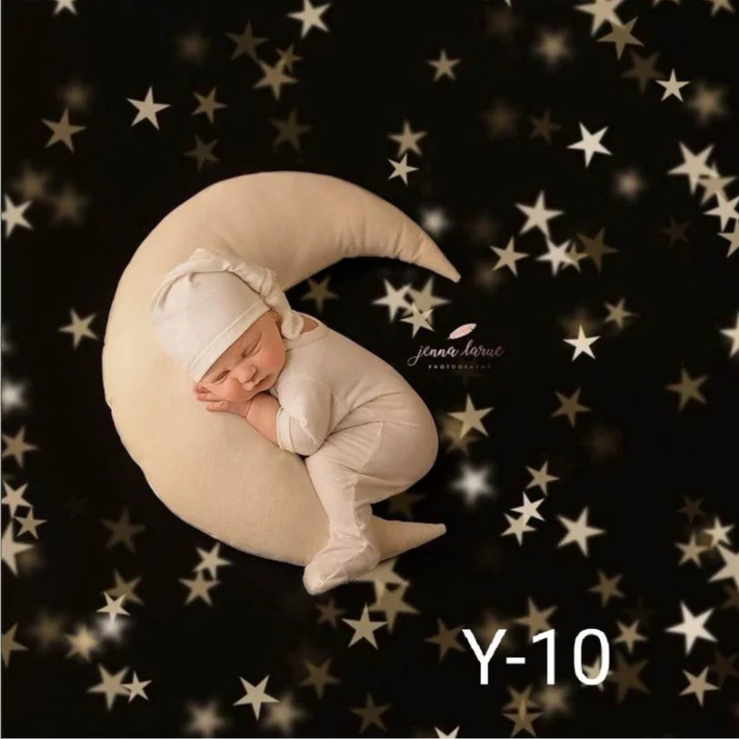 Newborn Baby Posing Moon Stars Pillow