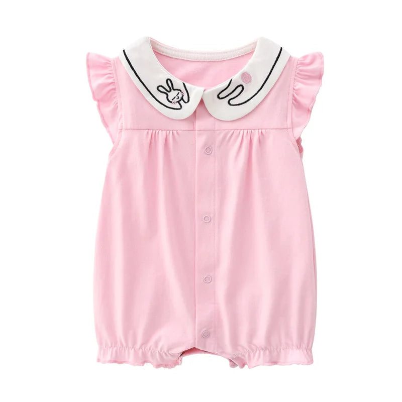 Newborn Baby Girl Romper Infant Short Sleeve Cotton Jumpsuit 0-18M