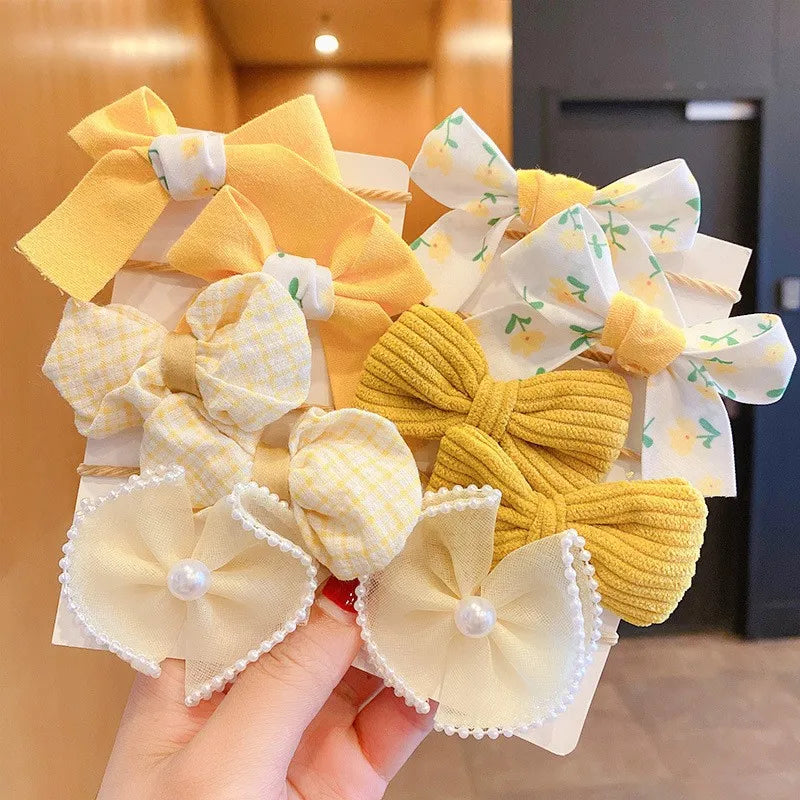 10Pcs/Set Big Bow Flower Elastic Hairbands