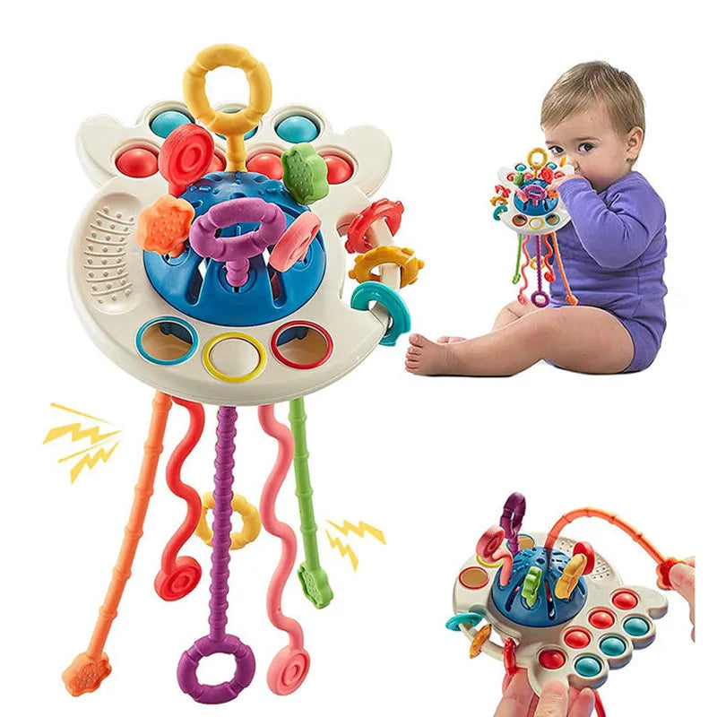 Montessori Sensory Toys Silicone Pull String Toys Baby Activity