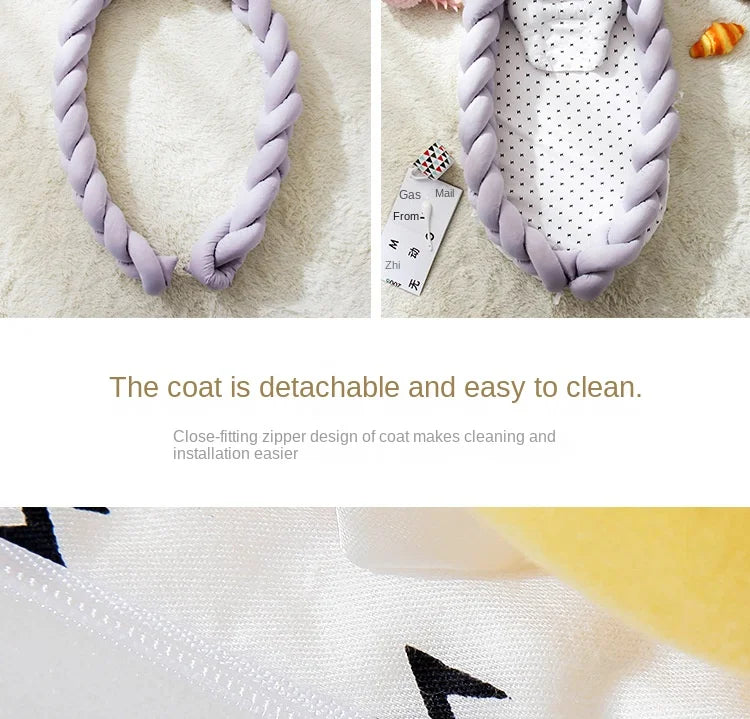Soft Cotton Bumper Crib Foldable Travel Baby Nest With Pillow