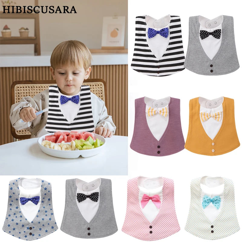 Pure Cotton Baby Bibs Infant Boy Gentleman Bib With Bow Tie