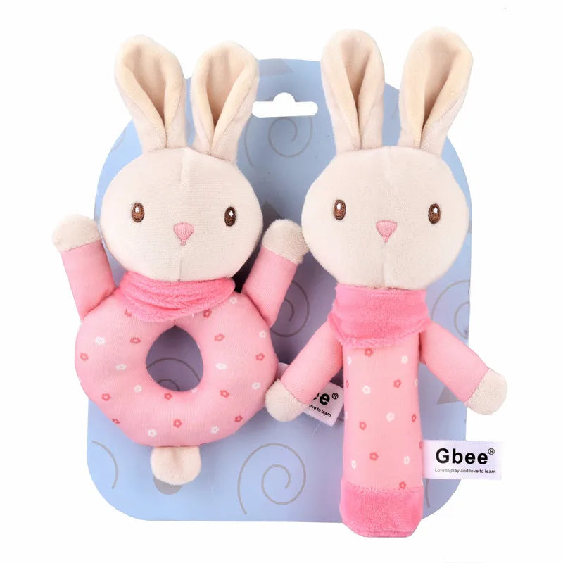 Colourful Animal Rattle Plush Stuffed Handbell Baby Soft Rattle Toys
