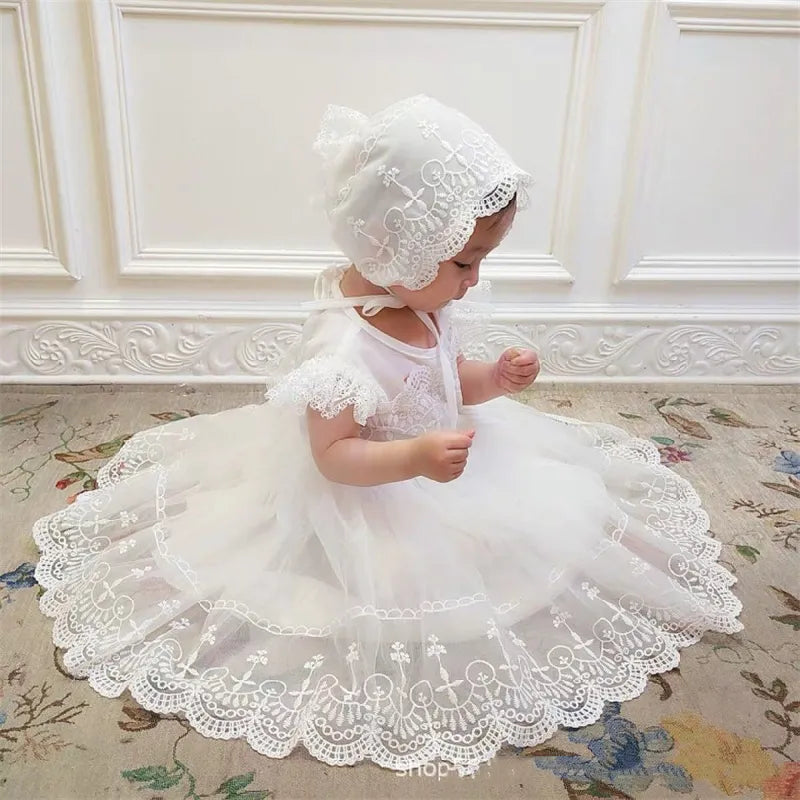 Baby Birthday Princess Dress Elegant Flower Beaded Gown
