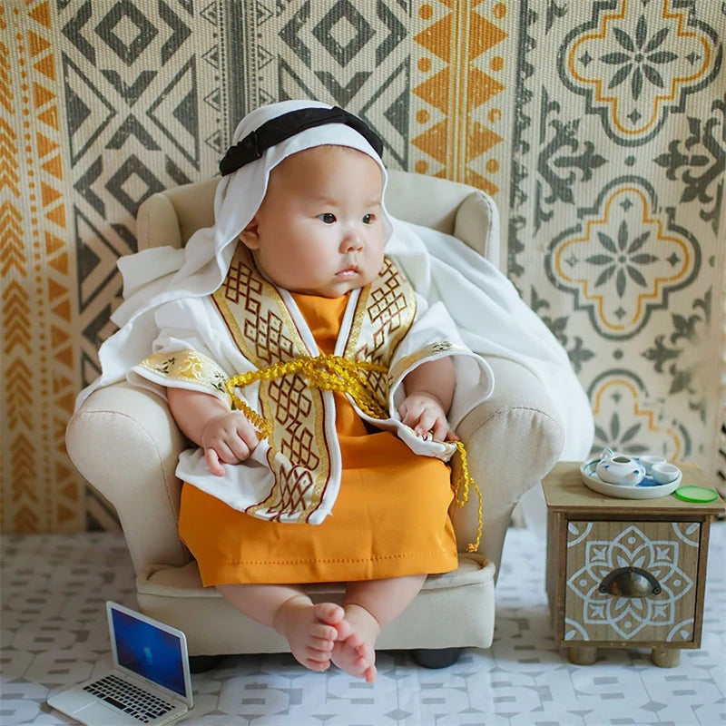 Baby Infant Muslim Head Scarf Robe 3pcs/Set Toddler Photo Props