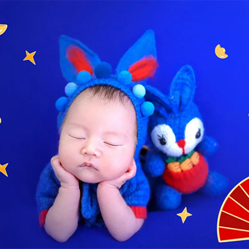 Newborn Photography Clothing Rabbit Hat Baby Outfits