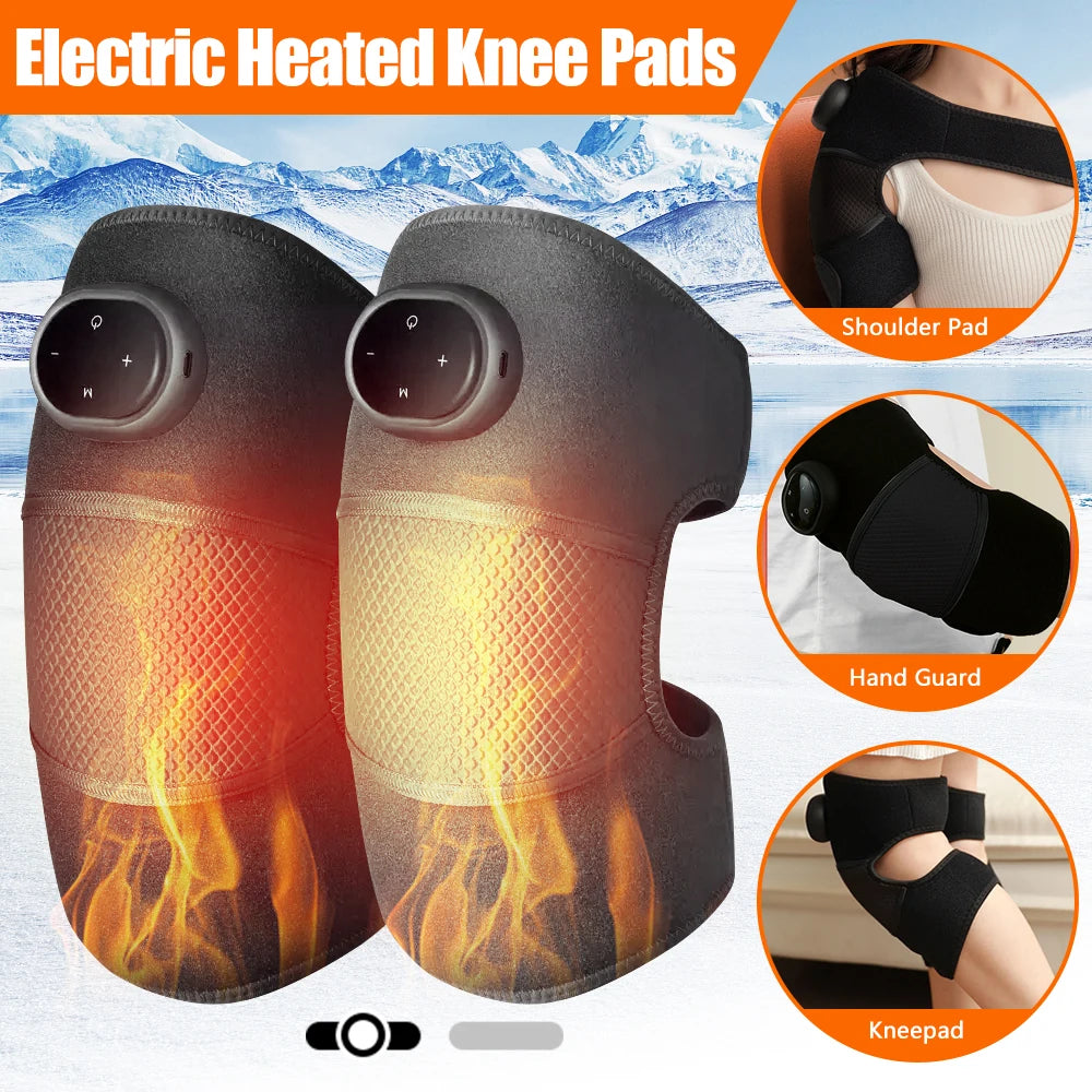 3 in 1 Thermal Knee Massager Shoulder Knee Elbow Heating Massage Support Brace Rechargeable Vibration Pad Arthritis Pain Relief