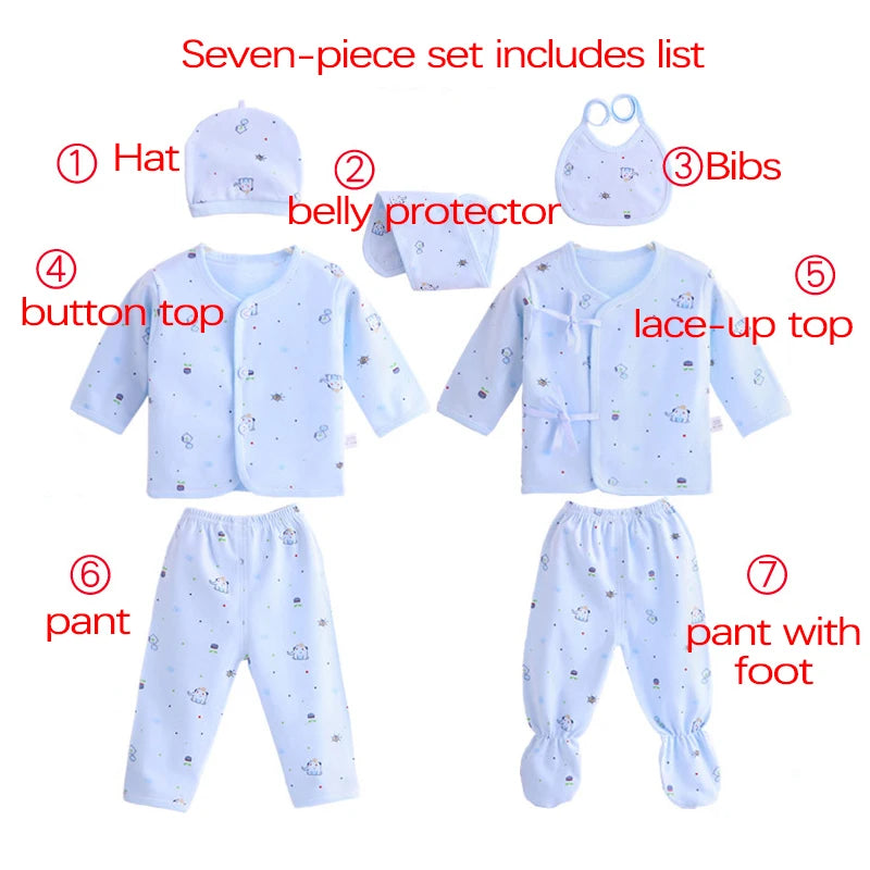 7Pcs/Set With Box Newborn Baby Clothes Unisex 100% Cotton Underwear Gift Set