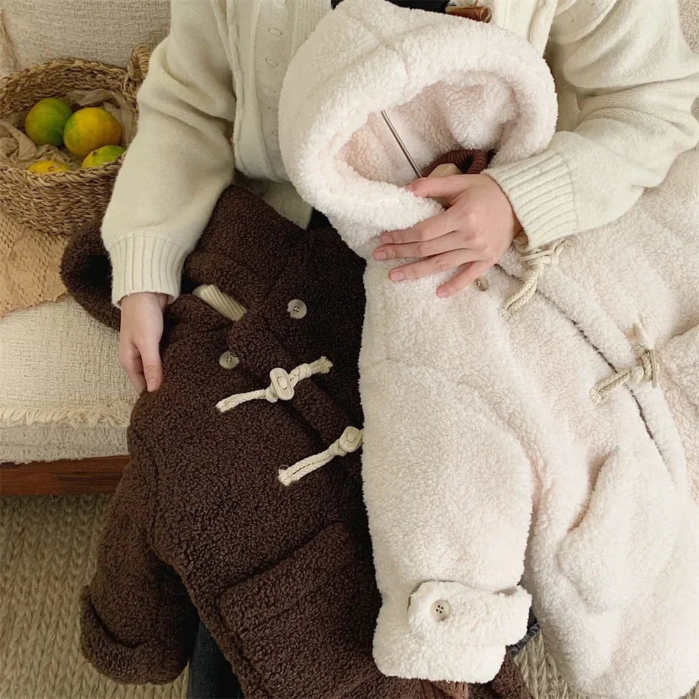 2023 Winter New Baby Winter Fleece Jackets Toddler Kids Fashion Plush Thicken Warm Long Coats Korean Baby Girls Hooded Jacket