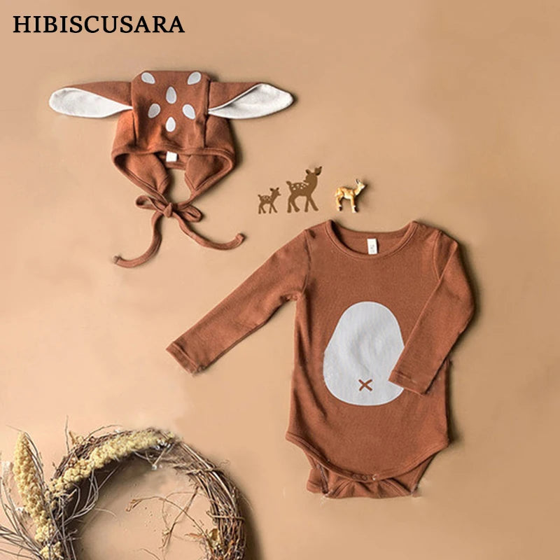 Adorable Baby Sika Deer Romper Hat 2pcs Sets