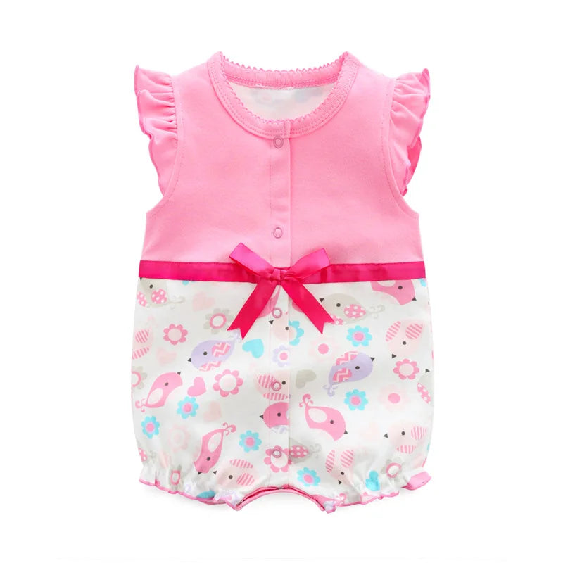 Newborn Baby Girl Romper Infant Short Sleeve Cotton Jumpsuit 0-18M