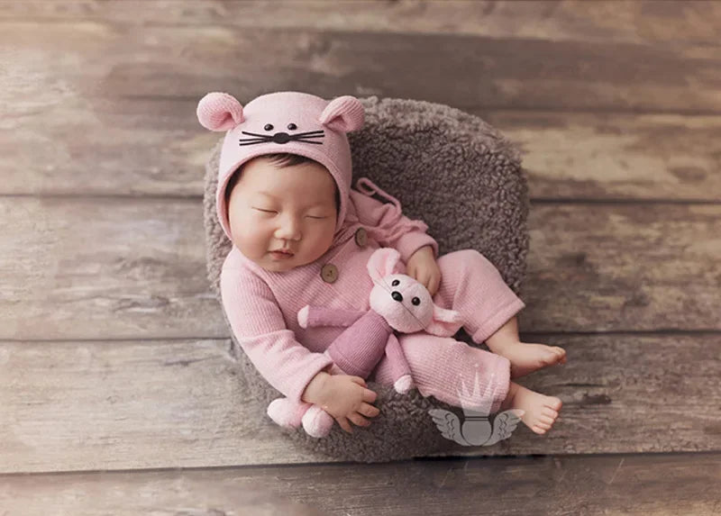 3 Pcs/set Newborn Photography Props Suit Knitted Cotton Outfits