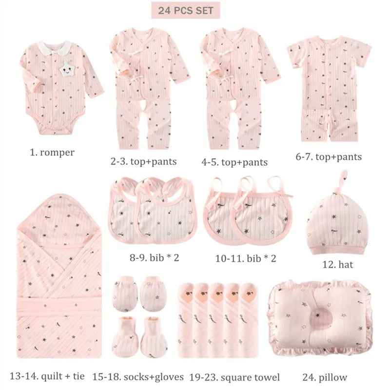 16/18/24 Pieces Newborn Clothes Set Baby Gift Pure Cotton Baby Set 0-12 Months