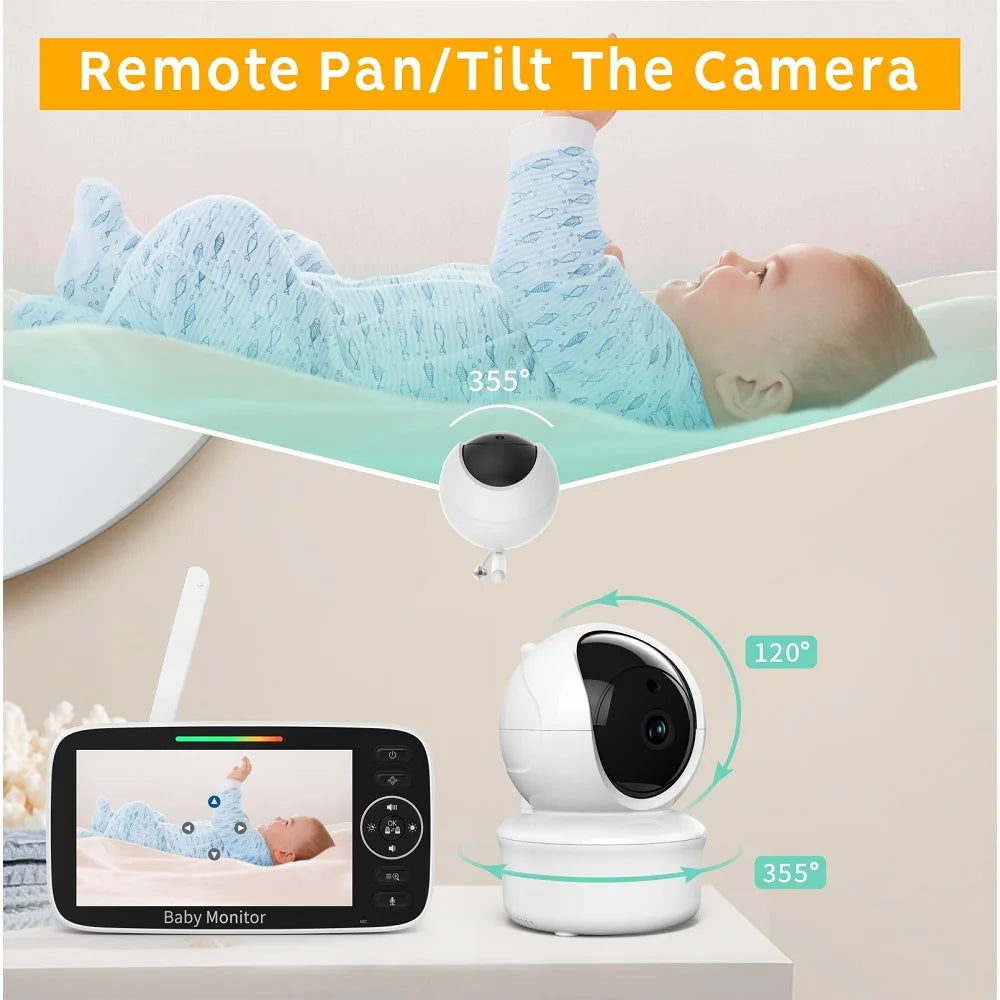inch HD Baby Monitor IPS Split Screen 4000mAh Video Zoom