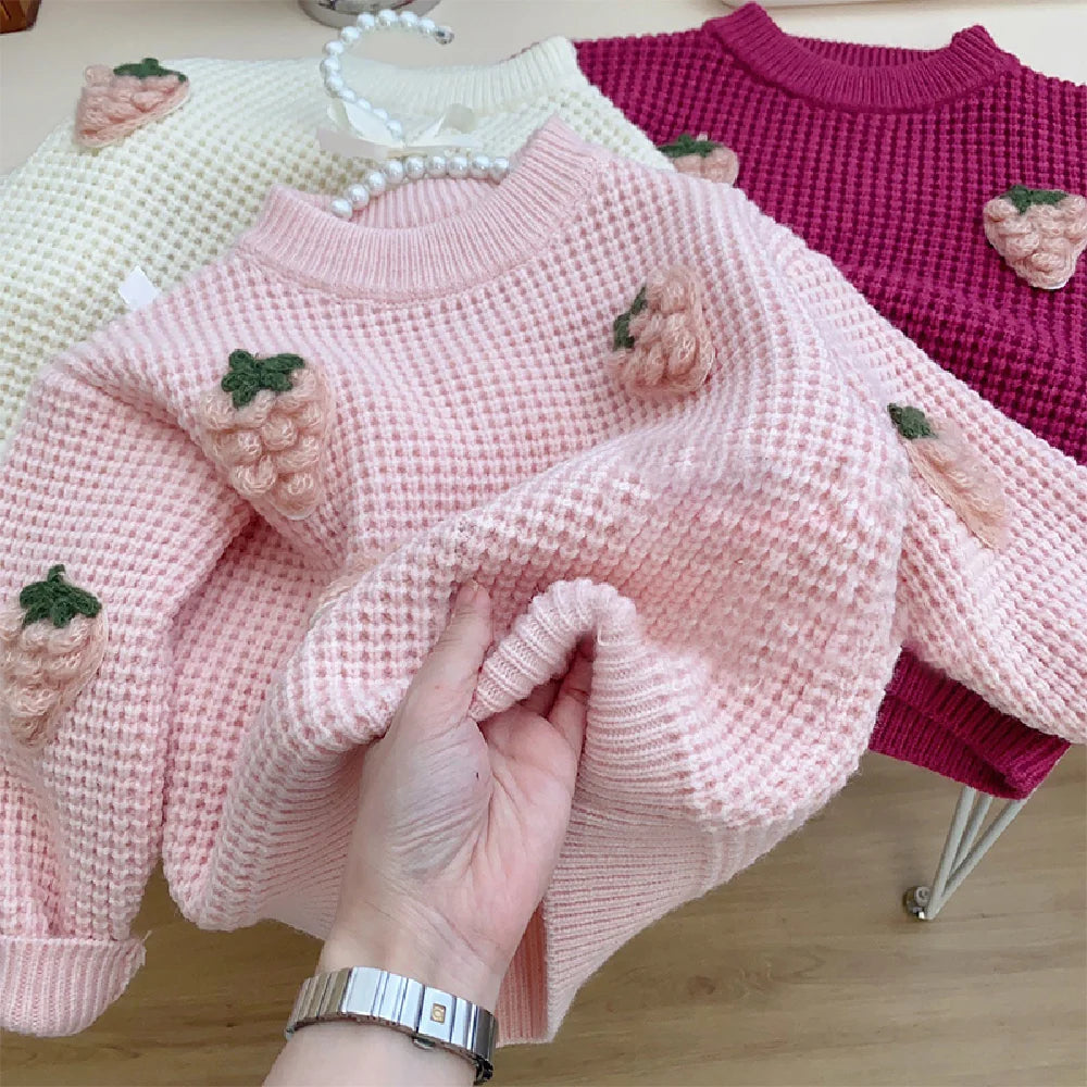 Winter Fashion 3D Strawberry Knitted Cute Thermal Sweater