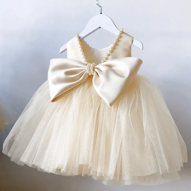 Toddler Baby Girls Dress Bow Baptism Dress