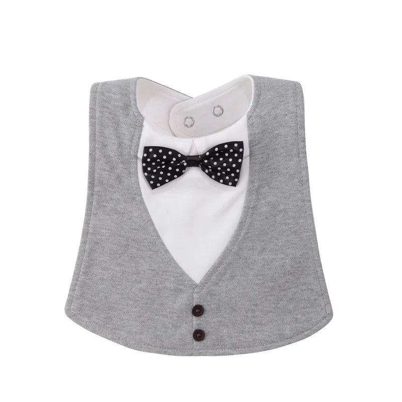 Pure Cotton Baby Bibs Infant Boy Gentleman Bib With Bow Tie