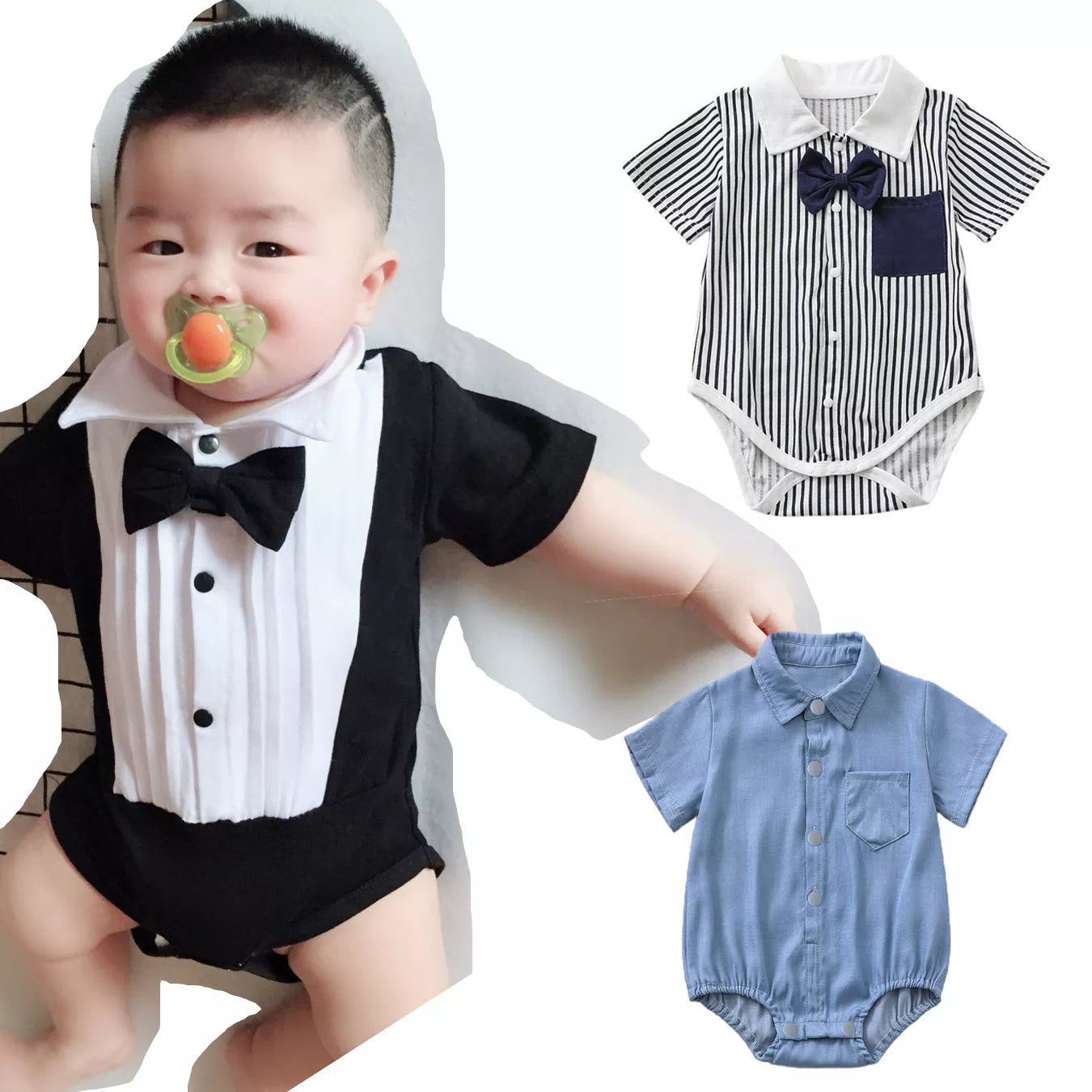 Summer Baby Gentleman Shirt Body Toddler Infant Bodysuit