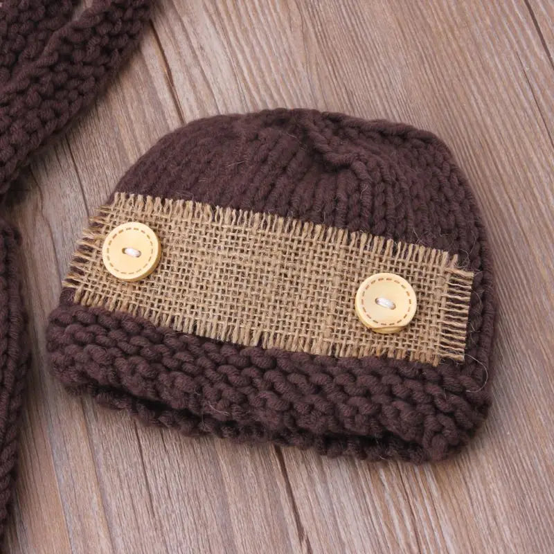 Newborn Baby Knitted Overalls Hat Crochet Costume