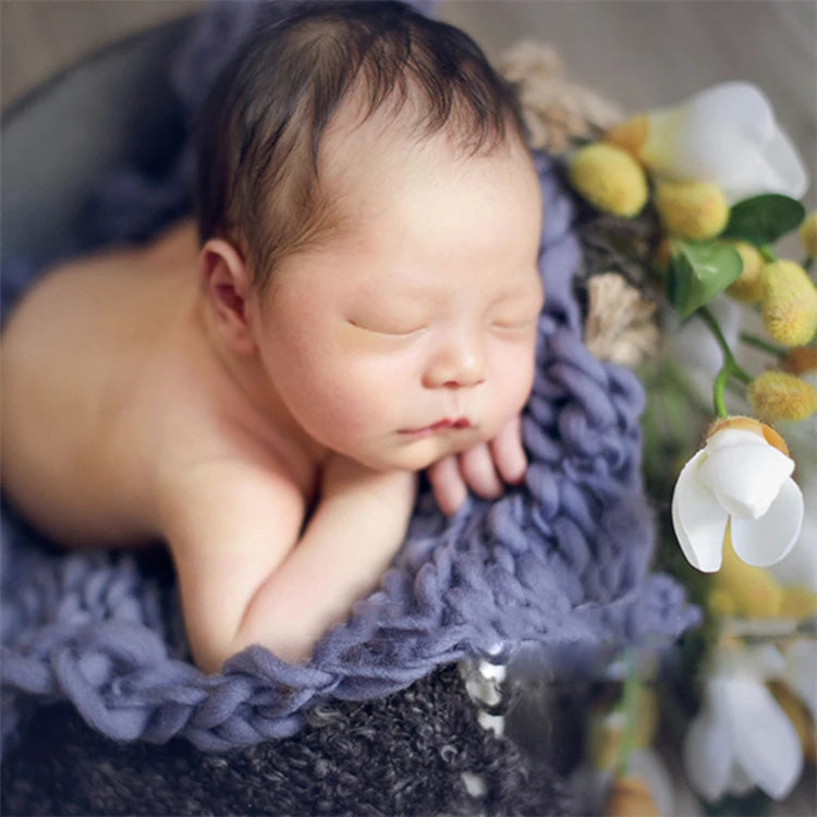 Hand Crochet Blanket Basket Filler Strtetchy Baby Photography Props