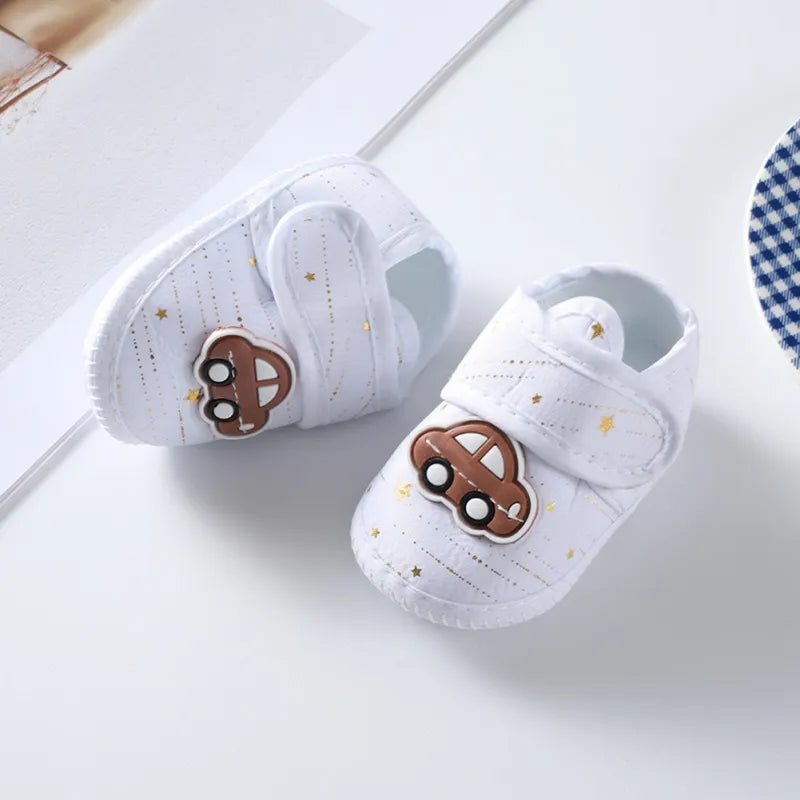Korean Style Cartoon Car Pattern Soft Shoes (0-8 Months)