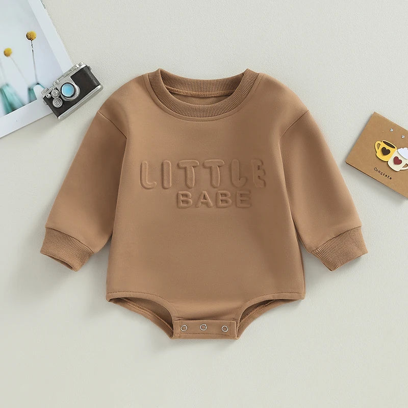Newborn Sweatshirt Solid Color Letter Pattern Long Sleeve Clothes