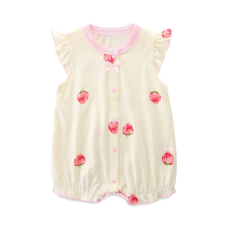 Newborn Baby Girl Romper Infant Short Sleeve Cotton Jumpsuit 0-18M