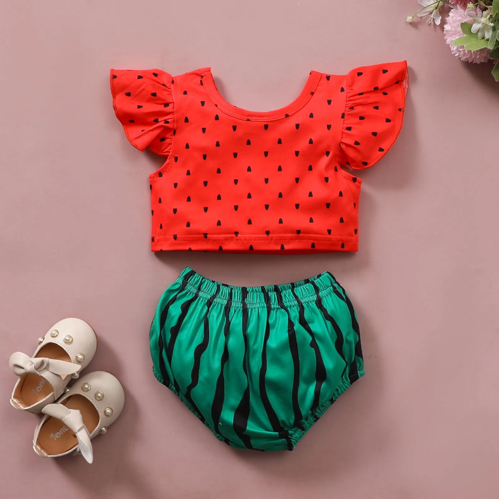 Toddler Girls Summer Clothes Sets Watermelon Fruit 2Pcs Clothes 3 6 12 24 Months