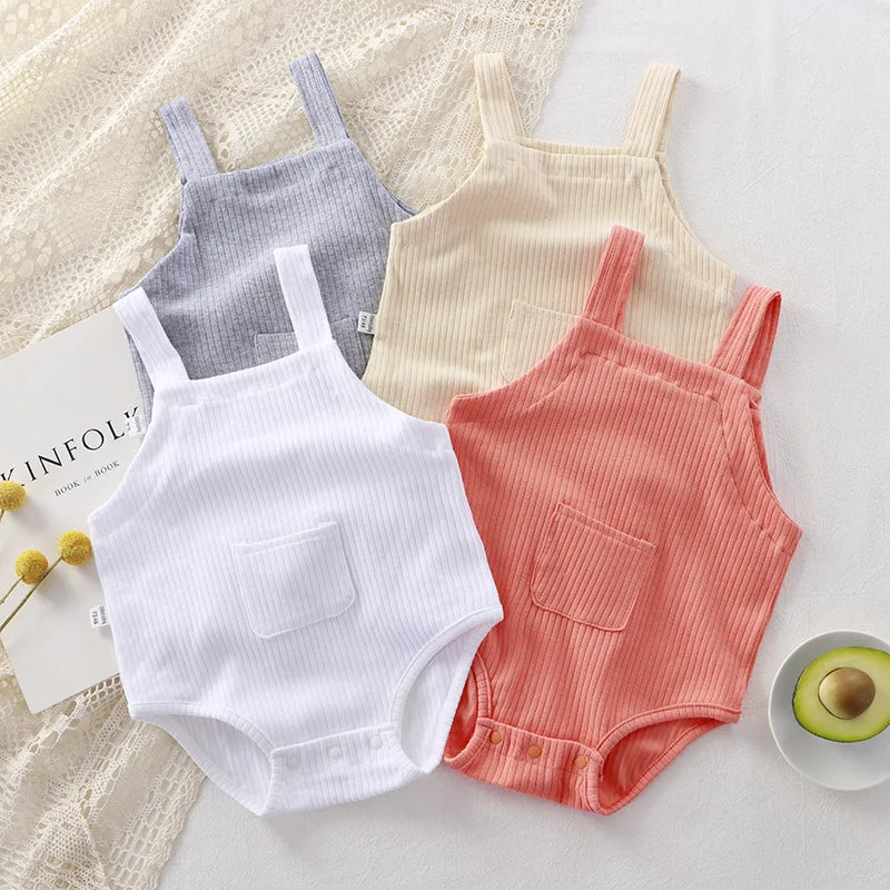 Knitted stripe Baby Summer Sleeveless Jumpsuits Playsuit One piece