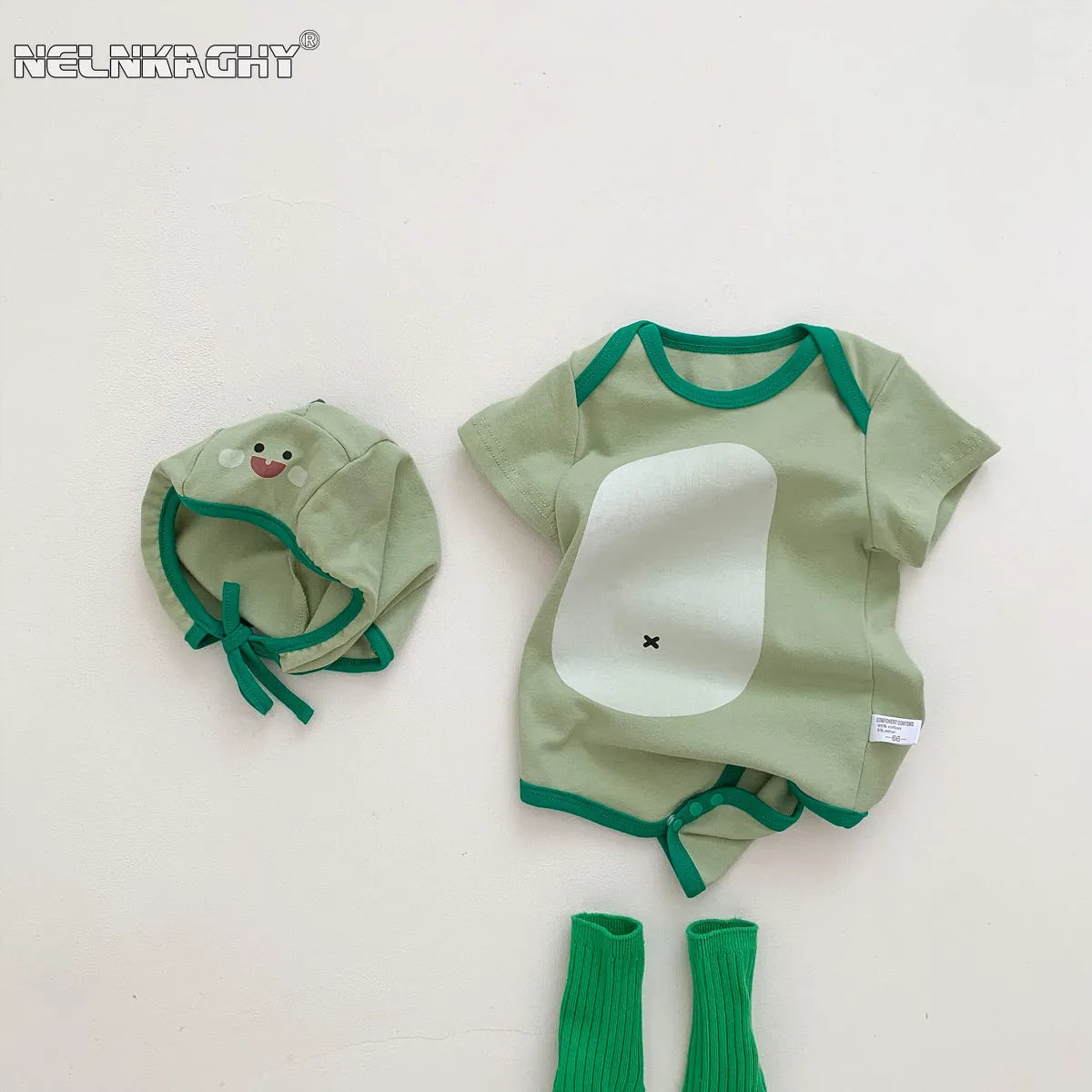 Baby Dinosaur Bodysuit+hat Newborn Summer Clothing Set